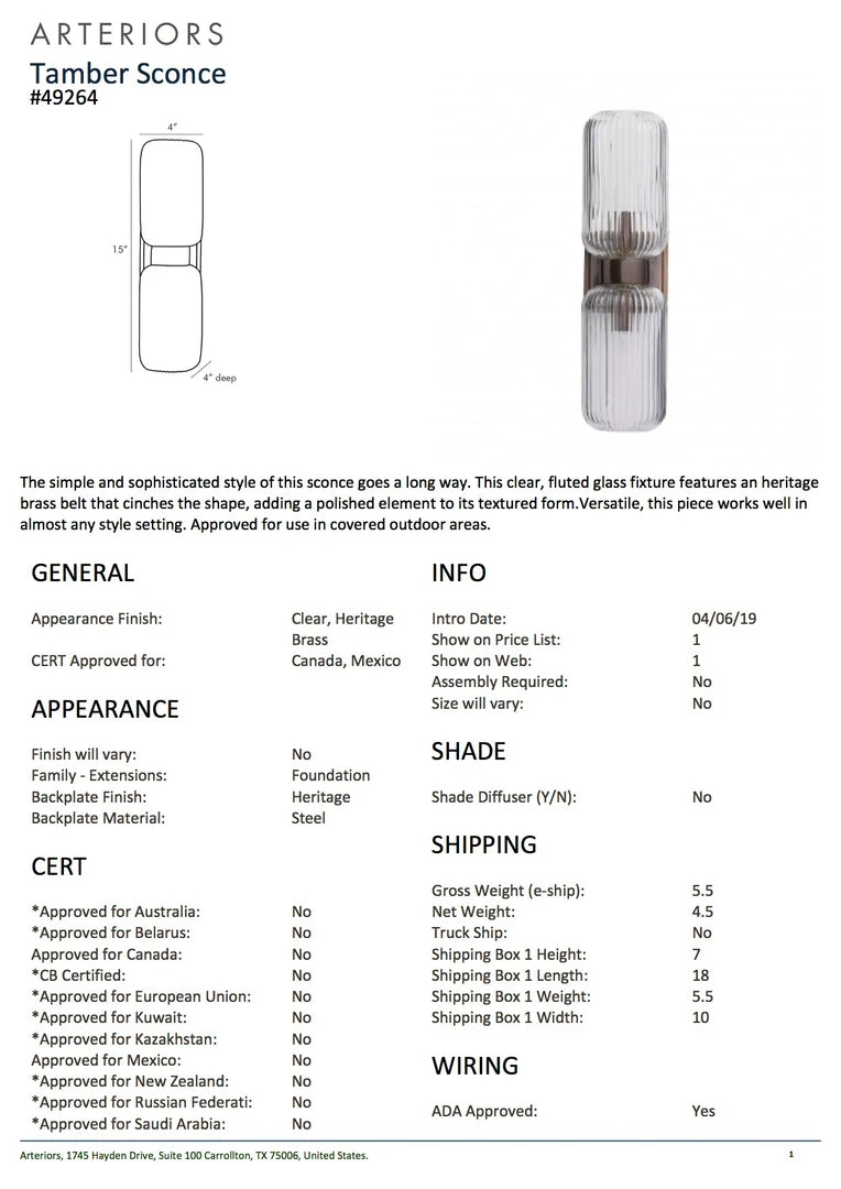 Arteriors Home New Arrivals Tamber Sconce Heritage Brass 4 Arteriors Home New Arrivals Tamber Sconce Heritage Brass