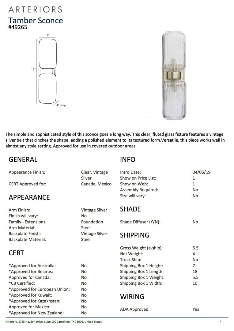 Arteriors Home New Arrivals Tamber Sconce Vintage Silver 4 Arteriors Home New Arrivals Tamber Sconce Vintage Silver