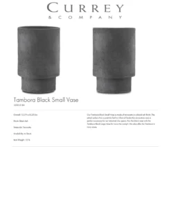 Currey And Company Tambora Vase Black Two Sizes