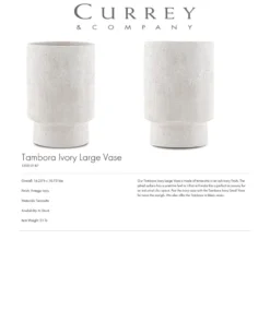 Currey And Company Tambora Vase Ivory Large New Arrivals