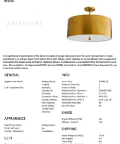 Arteriors Home New Arrivals Tarbell Semi Flush Antique Brass