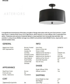 Arteriors Home Tarbell Semi Flush Bronze