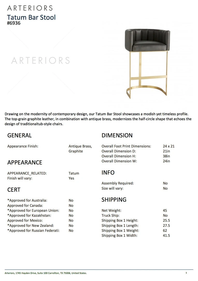 Arteriors Home Tatum Bar Stool Morel New Arrivals 5 Arteriors Home Tatum Bar Stool Morel New Arrivals