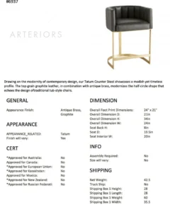 Arteriors Home Tatum Counter Stool Morel