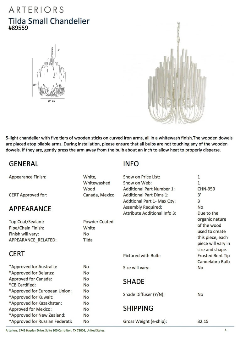 Arteriors Home Tilda Small Chandelier White New Arrivals 6 Arteriors Home Tilda Small Chandelier White New Arrivals