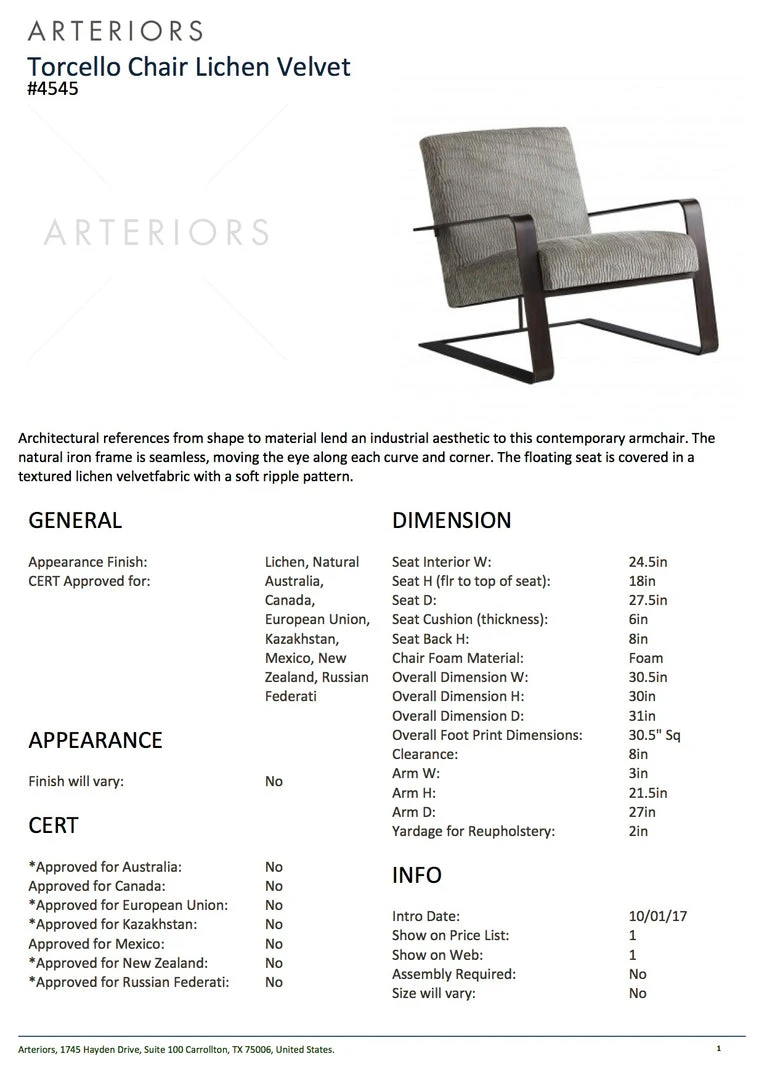 Arteriors Home Torcello Chair Lichen Velvet 5 Arteriors Home Torcello Chair Lichen Velvet