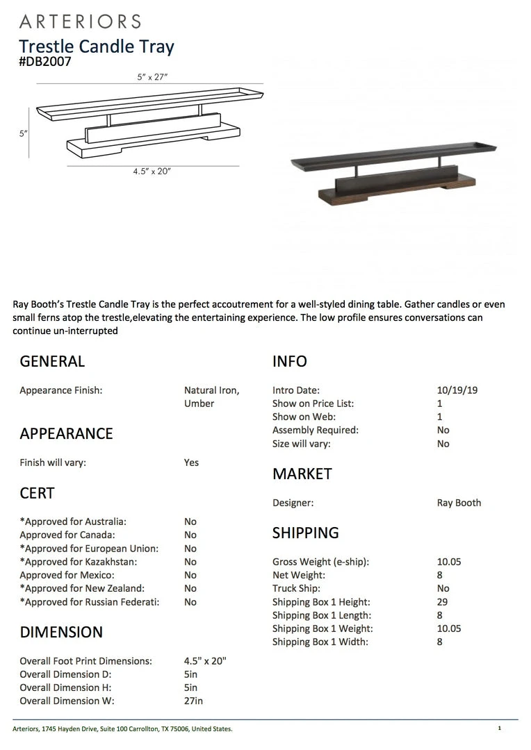 Arteriors Home Trestle Candle Tray 9 Arteriors Home Trestle Candle Tray