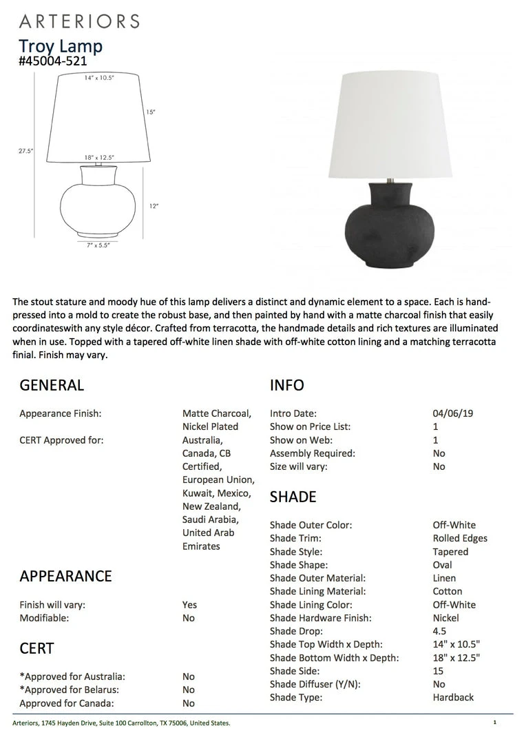Arteriors Home Troy Lamp 5 Arteriors Home Troy Lamp