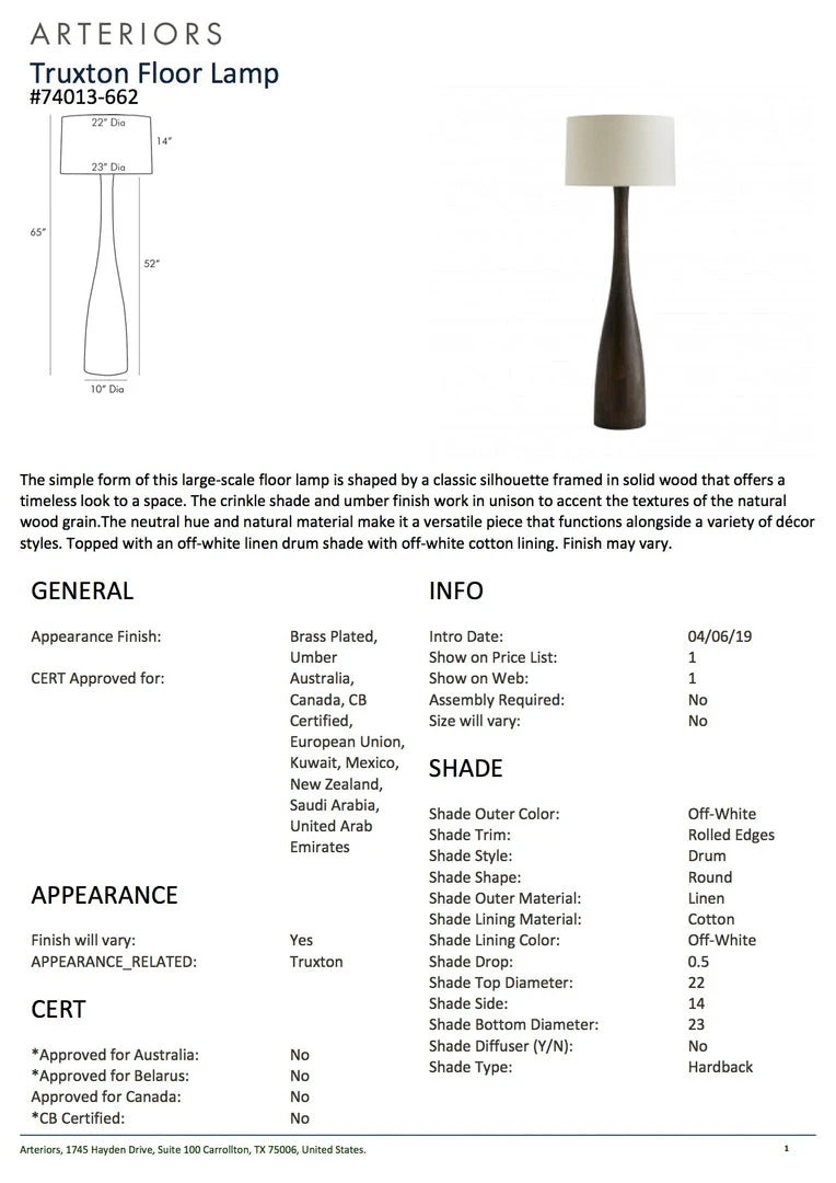 Arteriors Home New Arrivals Truxton Floor Lamp 5 Arteriors Home New Arrivals Truxton Floor Lamp