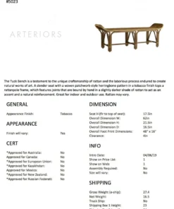 Arteriors Home Tucker Bench Tobacco Rattan New Arrivals 13 Arteriors Home Tucker Bench Tobacco Rattan New Arrivals