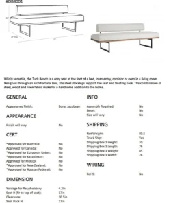 Arteriors Home Tuck Bench Bone Linen New Arrivals