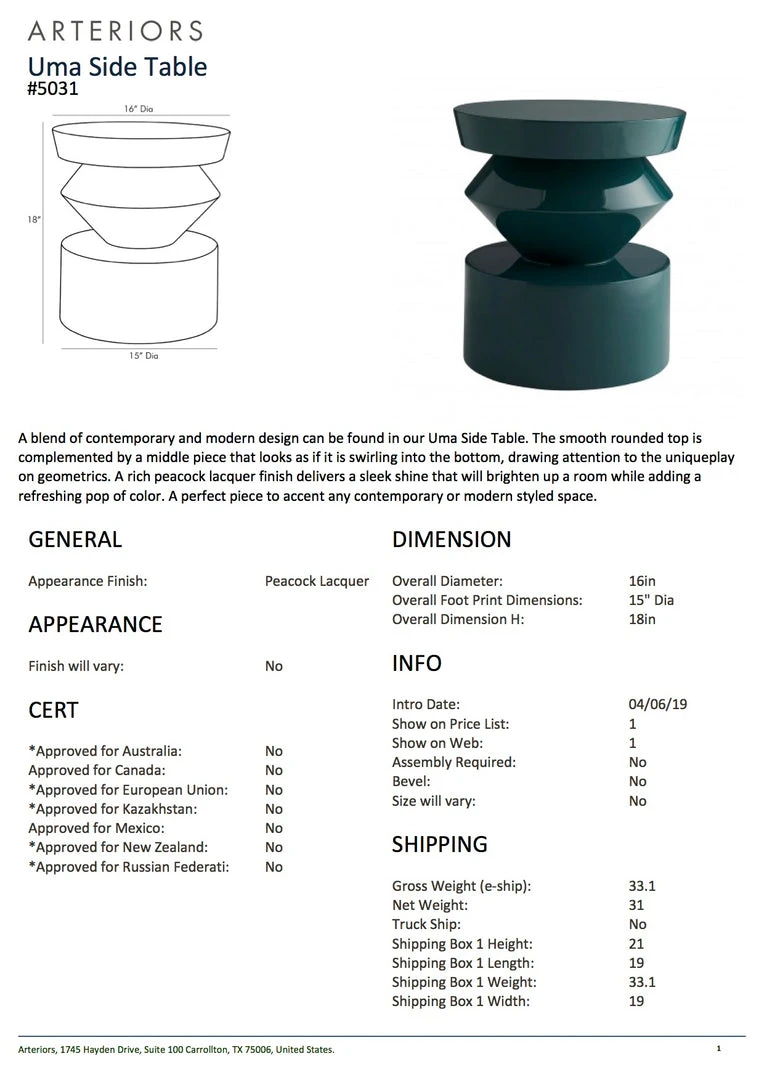 Arteriors Home Uma Side Table 6 Arteriors Home Uma Side Table