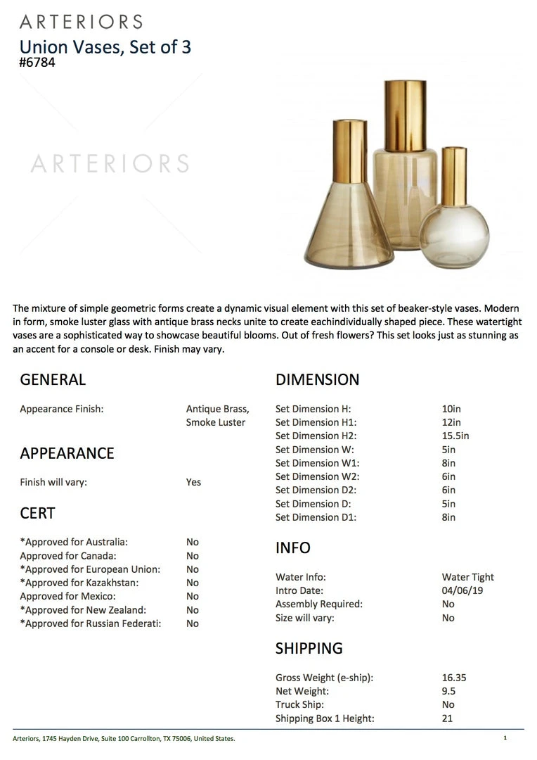 Arteriors Home Union Vases Set Of Three New Arrivals 14 Arteriors Home Union Vases Set Of Three New Arrivals