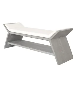 Worlds Away Peria Bench Grey Cerused Oak