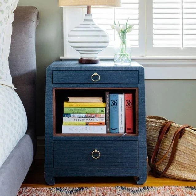 Bungalow 5 New Arrivals Ming 2 Drawer Side Table Navy Blue 2 Bungalow 5 New Arrivals Ming 2 Drawer Side Table Navy Blue