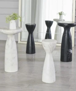 Global Views Marble Tower Table Black And White