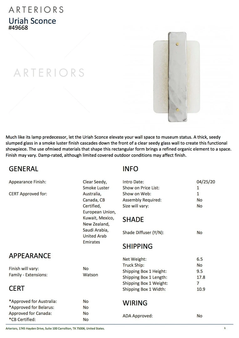 Arteriors Home Uriah Sconce New Arrivals 5 Arteriors Home Uriah Sconce New Arrivals