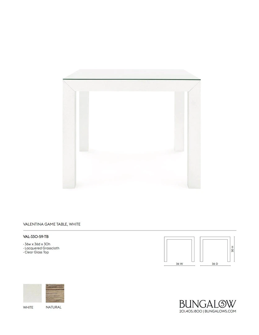 Bungalow 5 New Arrivals Valentina Grasscloth Game Table White 4 Bungalow 5 New Arrivals Valentina Grasscloth Game Table White