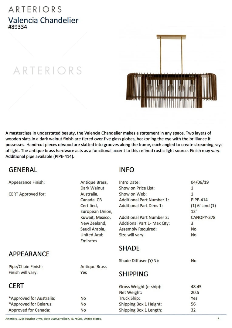 Arteriors Home New Arrivals Valencia Chandelier 5 Arteriors Home New Arrivals Valencia Chandelier
