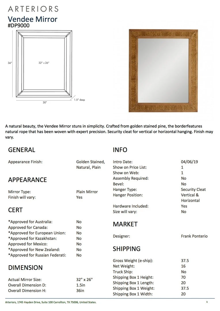 Arteriors Home Vendee Mirror New Arrivals 5 Arteriors Home Vendee Mirror New Arrivals