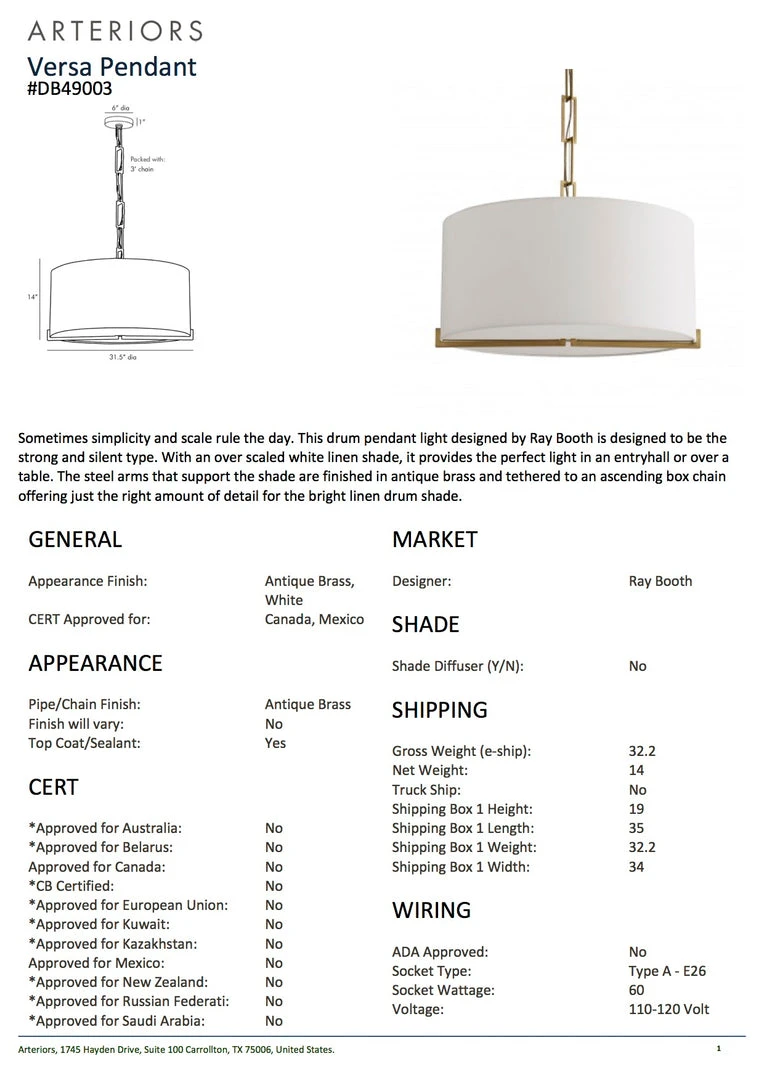 Arteriors Home Versa Pendant Antique Brass New Arrivals 5 Arteriors Home Versa Pendant Antique Brass New Arrivals