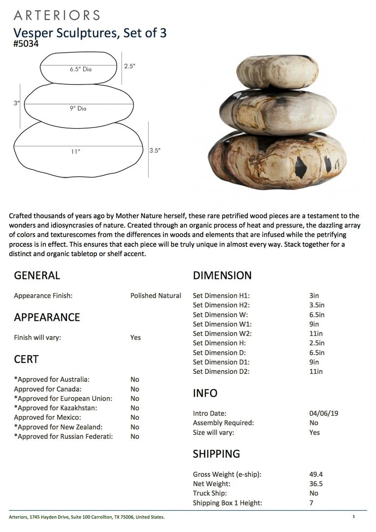 Arteriors Home Vesper Sculptures Set Of Three 5 Arteriors Home Vesper Sculptures Set Of Three