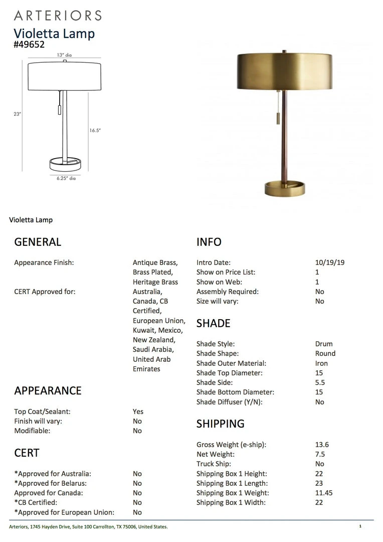 Arteriors Home New Arrivals Violetta Lamp Antique Brass 7 Arteriors Home New Arrivals Violetta Lamp Antique Brass