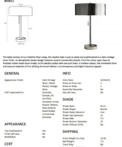 Arteriors Home Violetta Lamp Dark Vintage Silver New Arrivals 12 Arteriors Home Violetta Lamp Dark Vintage Silver New Arrivals