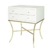 Worlds Away New Arrivals Elena Side Table White And Gold Leaf