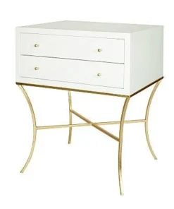 Worlds Away New Arrivals Elena Side Table White And Gold Leaf