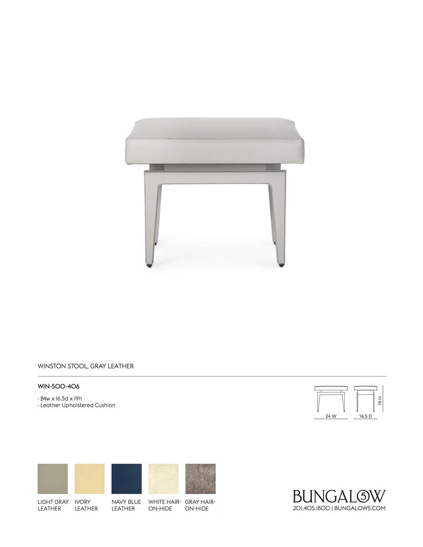 Bungalow 5 Winston Stool Grey Leather 6 Bungalow 5 Winston Stool Grey Leather