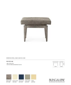 Bungalow 5 New Arrivals Winston Stool Gray Hair On Hide