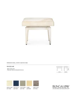 Bungalow 5 New Arrivals Winston Stool White Hide 17 Bungalow 5 New Arrivals Winston Stool White Hide