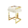 Worlds Away Emmett Counter Stool Brass And White Mongolian Fur New Arrivals