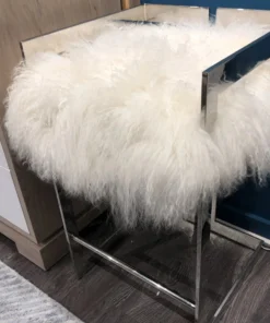 Worlds Away New Arrivals Emmett Counter Stool Nickel And White Mongolian Fur 9 Worlds Away New Arrivals Emmett Counter Stool Nickel And White Mongolian Fur
