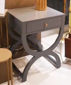 Worlds Away Alexis Side Table Grey Lacquer