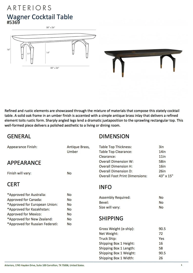 Arteriors Home Wagner Cocktail Table New Arrivals 5 Arteriors Home Wagner Cocktail Table New Arrivals