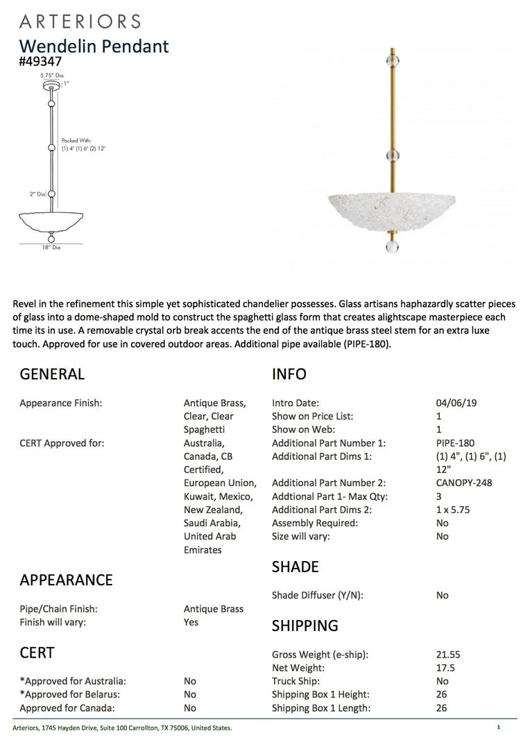 Arteriors Home Wendelin Pendant New Arrivals 5 Arteriors Home Wendelin Pendant New Arrivals