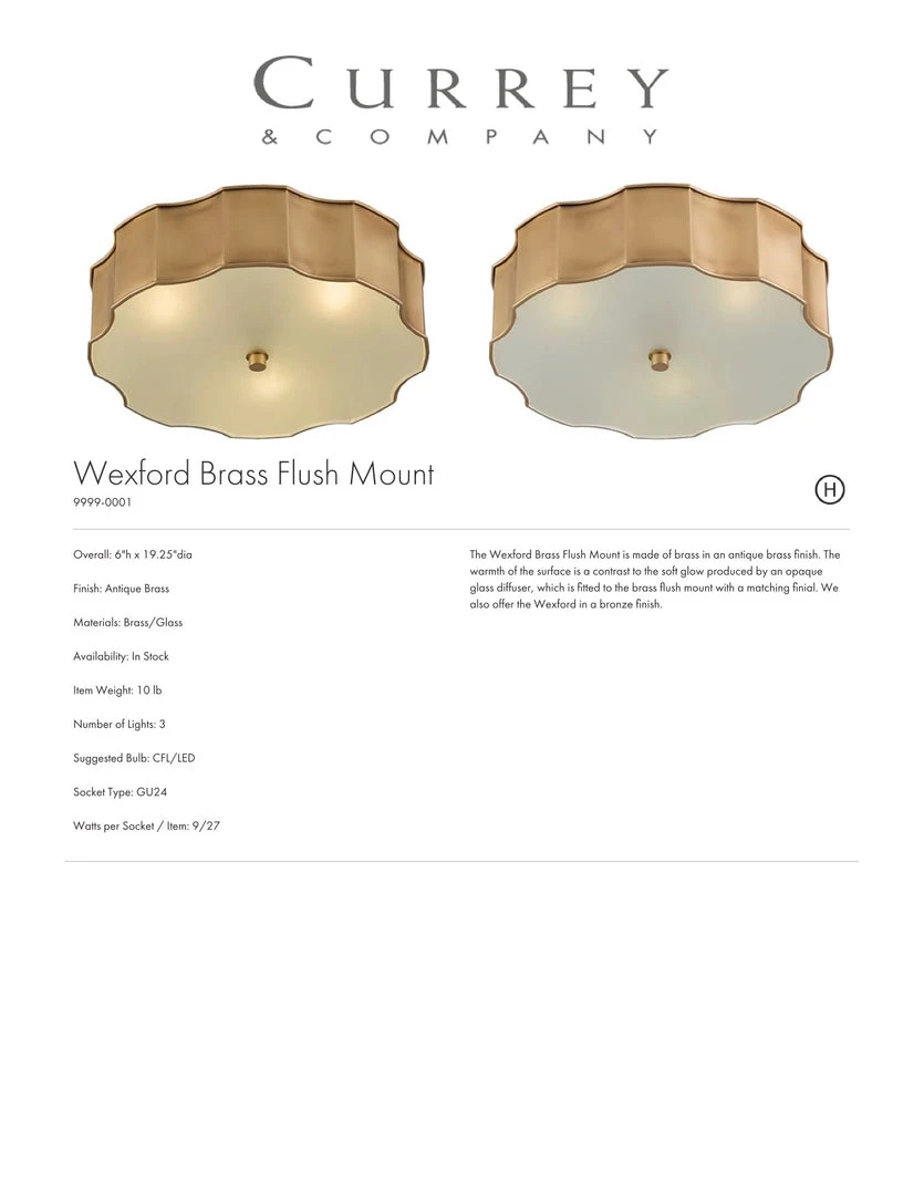 Currey And Company Wexford Flush Mount Brass 4 Currey And Company Wexford Flush Mount Brass