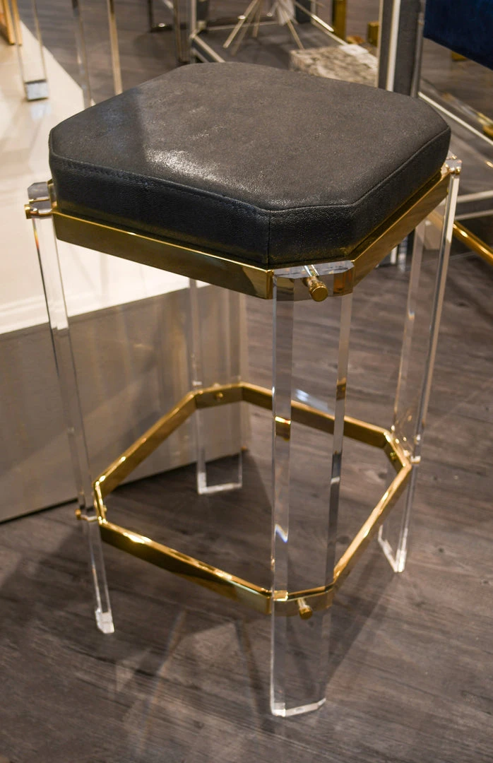 Worlds Away Dorsey Counter Stool Brass And Black Shagreen 2 Worlds Away Dorsey Counter Stool Brass And Black Shagreen