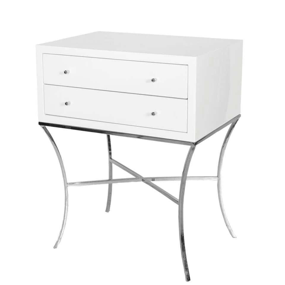 Worlds Away Elena Side Table White And Nickel 1 Worlds Away Elena Side Table White And Nickel