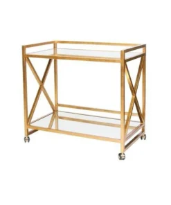 Worlds Away New Arrivals Gerard Bar Cart Gold Leaf