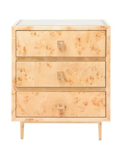 Worlds Away New Arrivals Hyde Burl Wood Side Table Gold Leaf