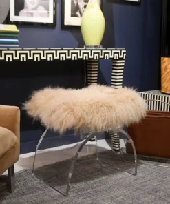 Worlds Away Marlowe Stool Fur New Arrivals