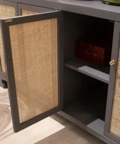 Worlds Away New Arrivals Sofia Cabinet Gray Lacquer