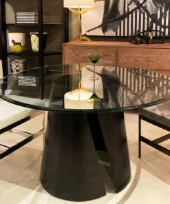 Worlds Away Portia Dining Table Black Powder Coat