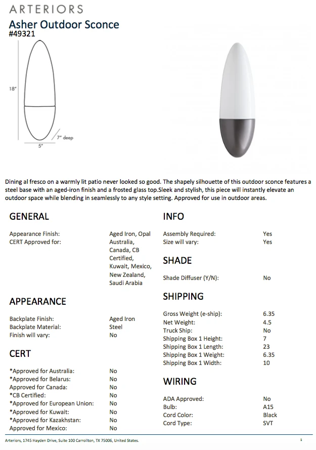 Arteriors Home Asher Outdoor Sconce Aged Iron 6 Arteriors Home Asher Outdoor Sconce Aged Iron