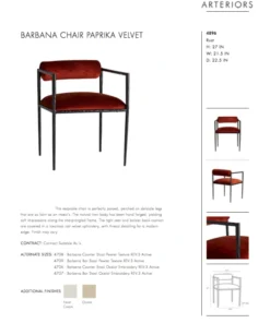 Arteriors Home Barbana Chair Paprika Velvet New Arrivals