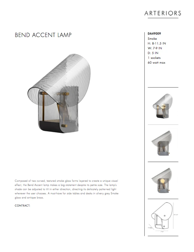 Arteriors Home Bend Accent Lamp Smoke New Arrivals 14 Arteriors Home Bend Accent Lamp Smoke New Arrivals