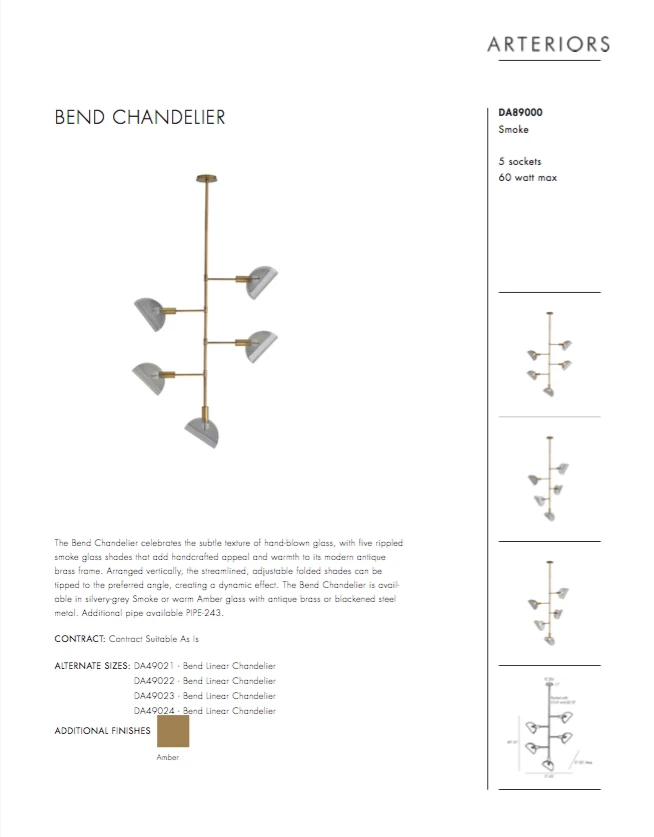 Arteriors Home New Arrivals Bend Chandelier Smoke Brass 14 Arteriors Home New Arrivals Bend Chandelier Smoke Brass